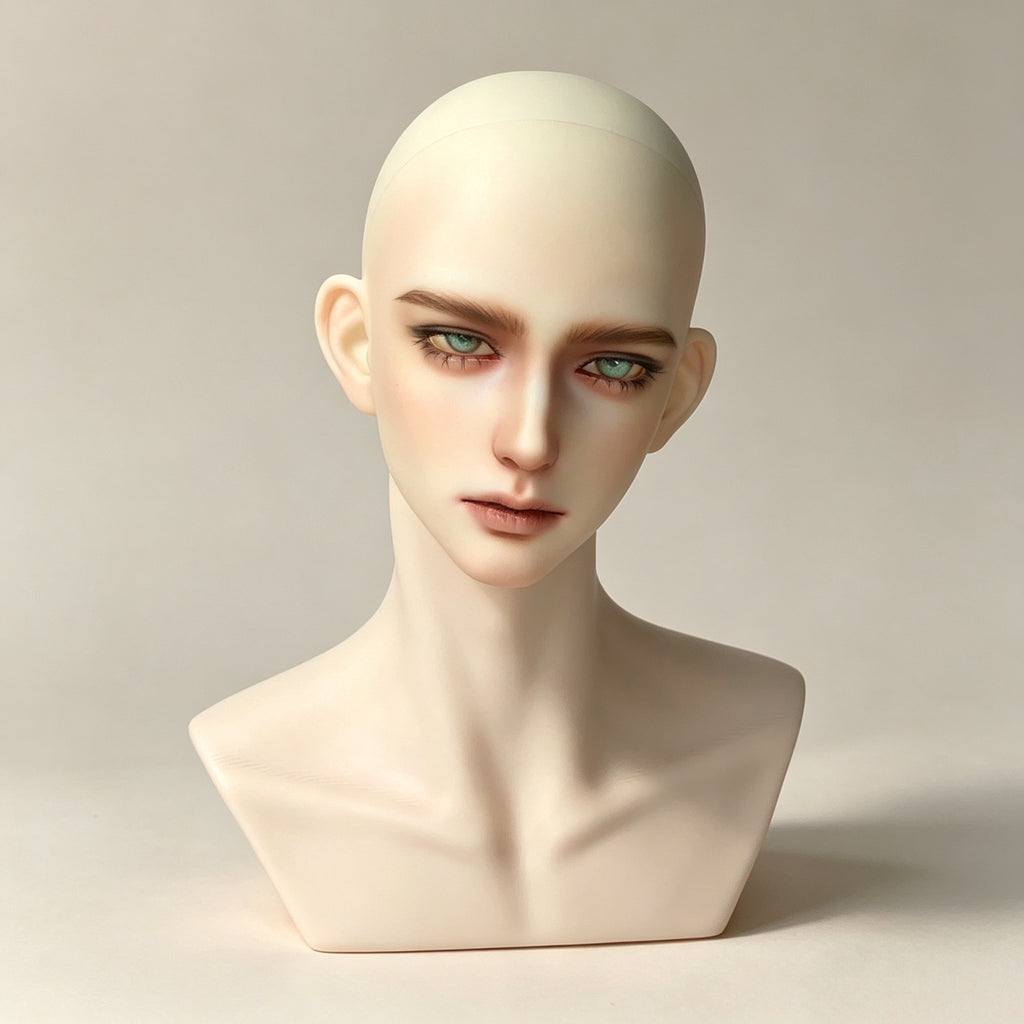 Fantasy style face-up makeup close up for male BJD doll head