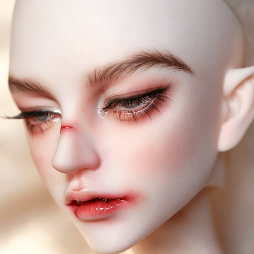 Gothic fantasy style 1/3 scale male BJD head makeup detail