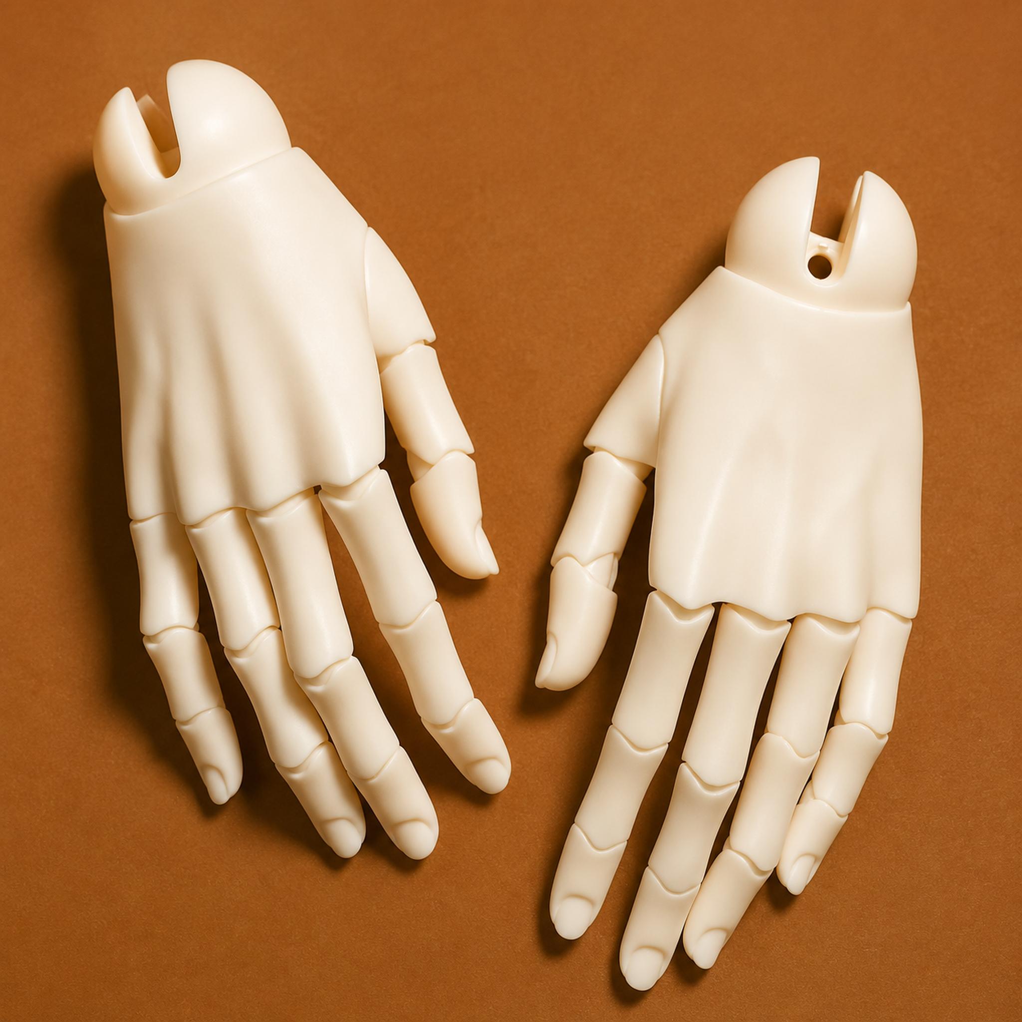1/3 Scale Male BJD jointed hands back view showing articulated resin fingers