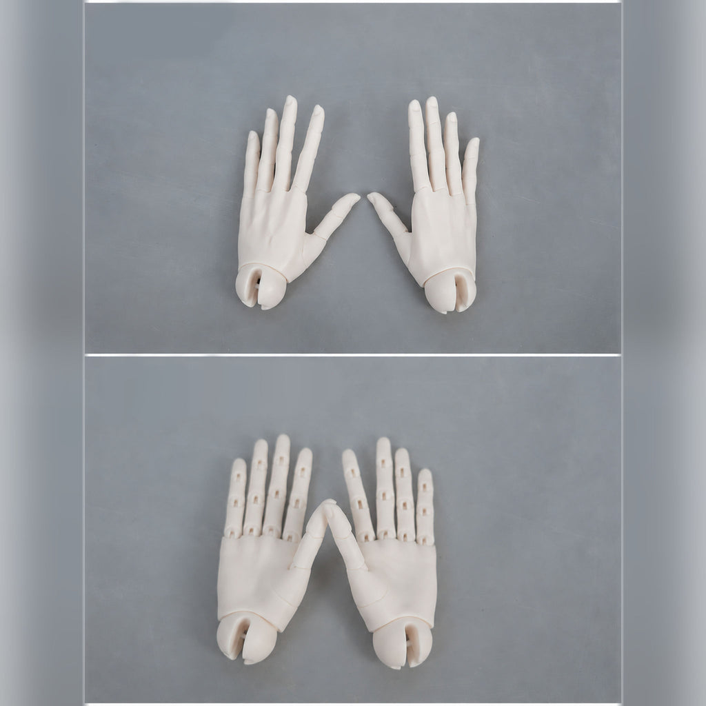 1/3 Scale Male BJD jointed hands front and back view showing articulated resin finger details