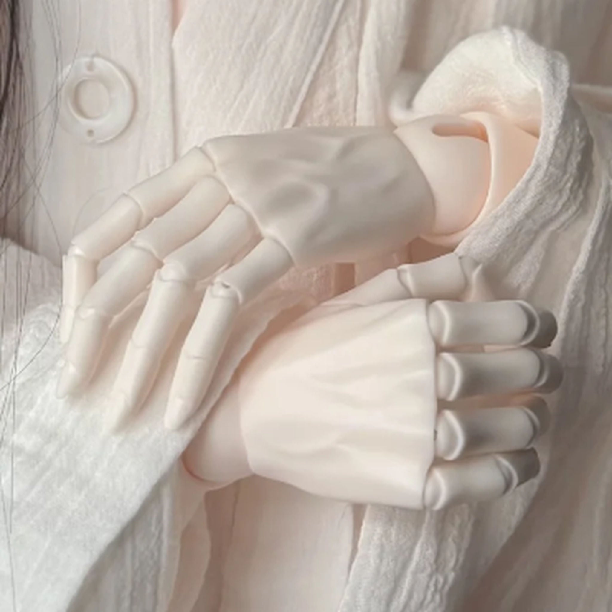 70cm Large Male BJD jointed hands with nails worn on doll body showing realistic articulated fingers and natural posing