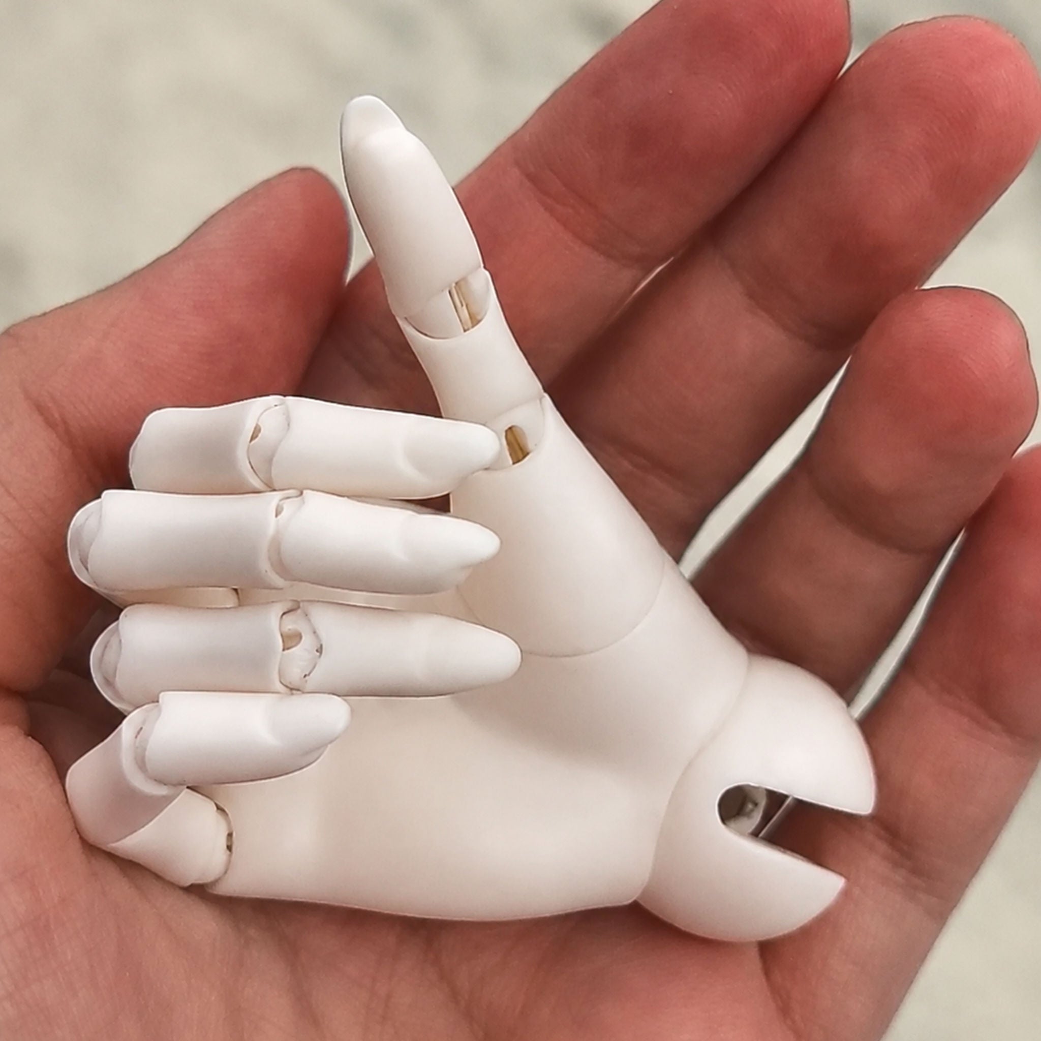 70cm Large Male BJD jointed hand with nails close-up showing articulated finger joints and realistic resin sculpt