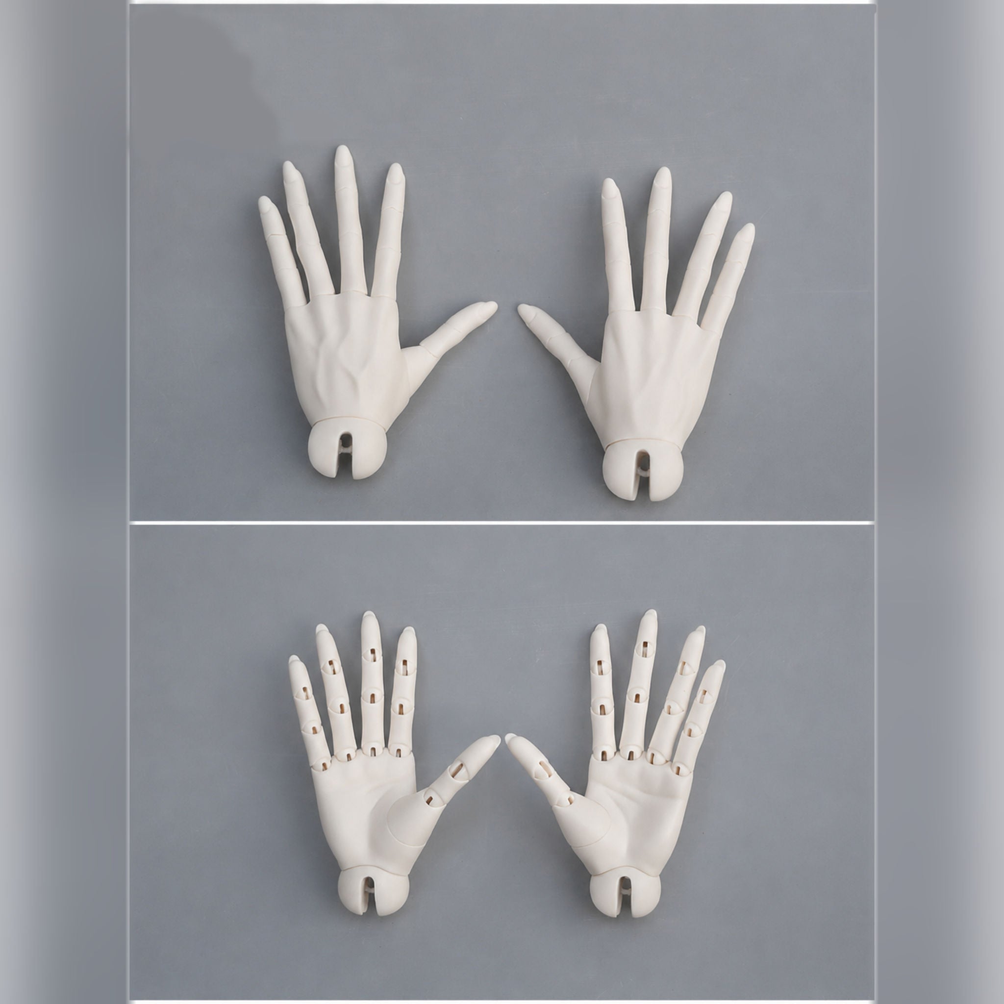 70cm Large Male BJD jointed hands with nails front and back view showing articulated fingers and resin hand details