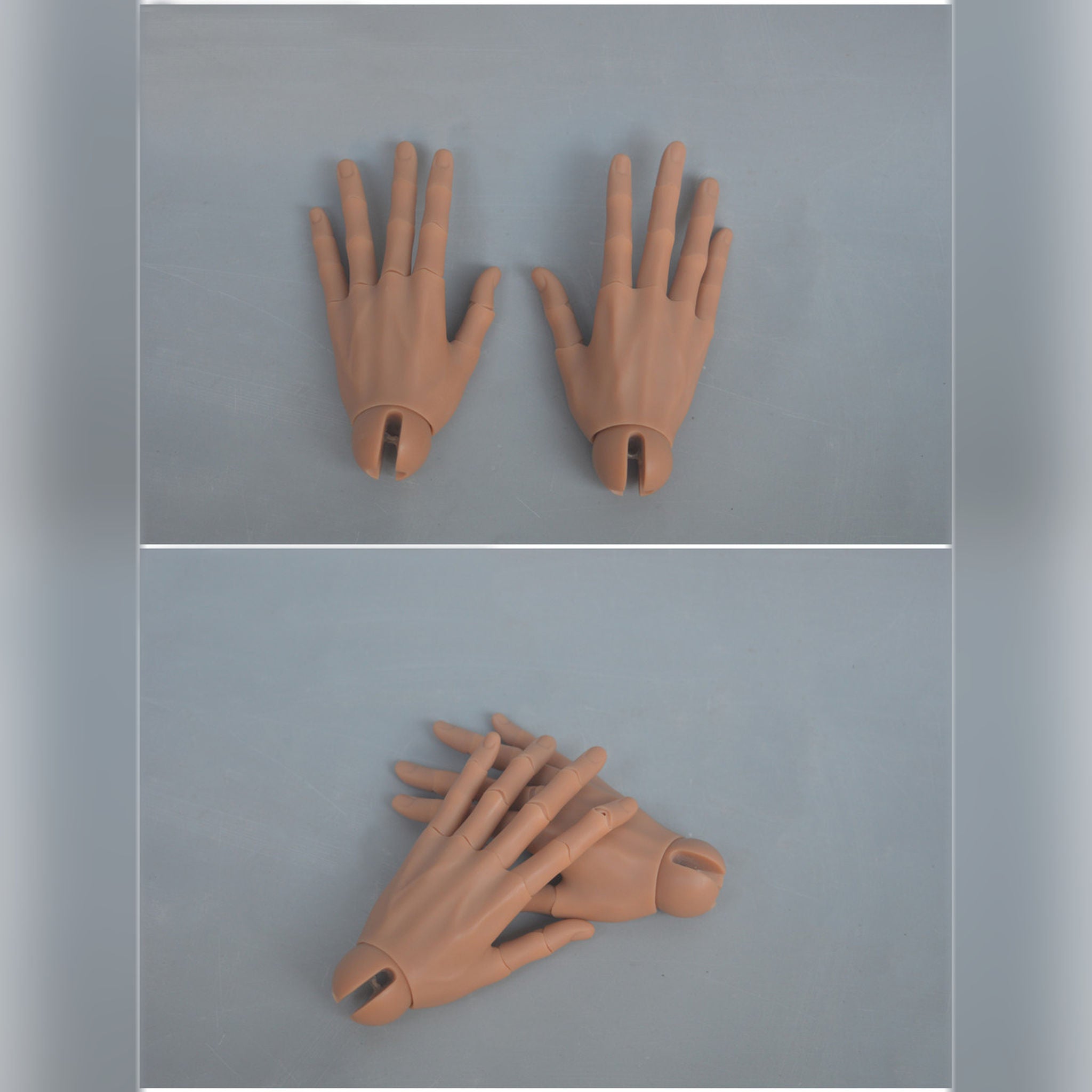 75cm Large Male BJD jointed hands front and back view with realistic resin sculpt and articulated fingers