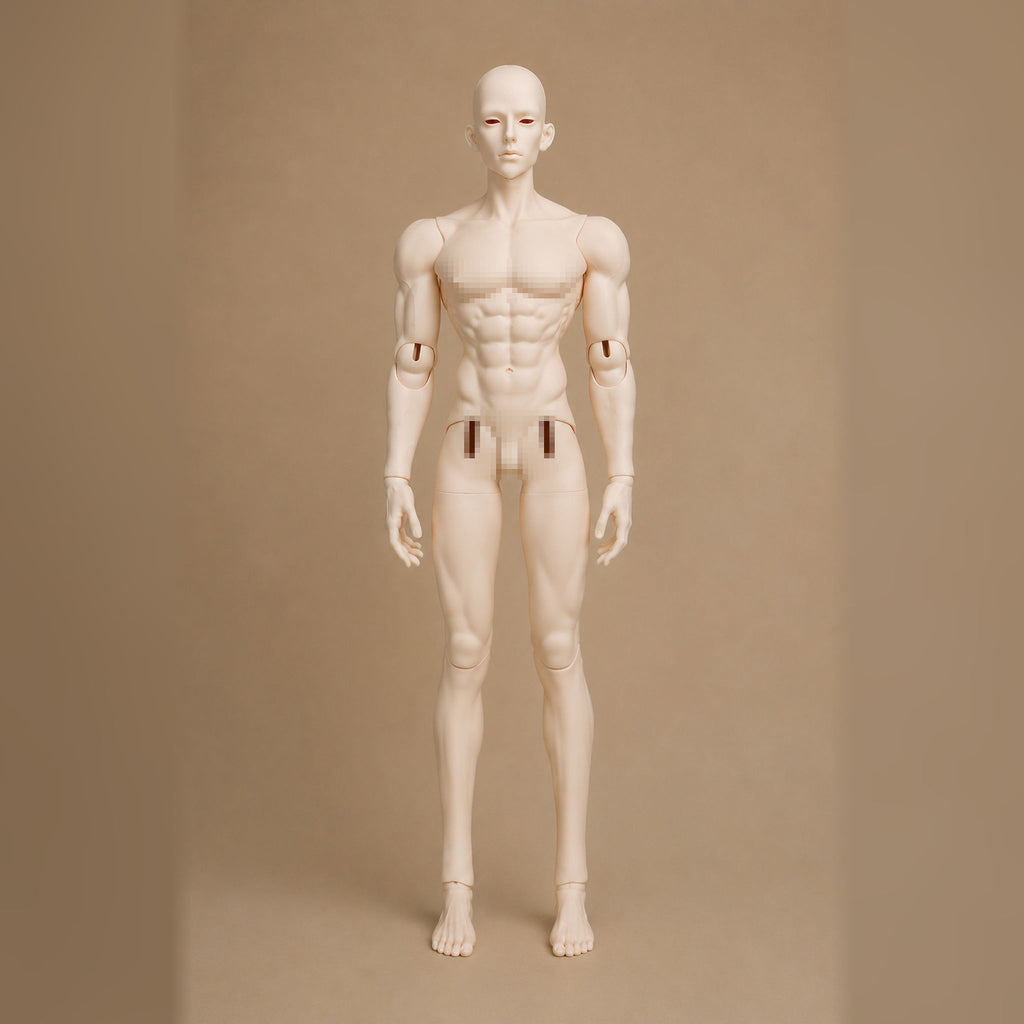 79cm BJD male doll blank body front view with muscular sculpt and articulated ball joint structure