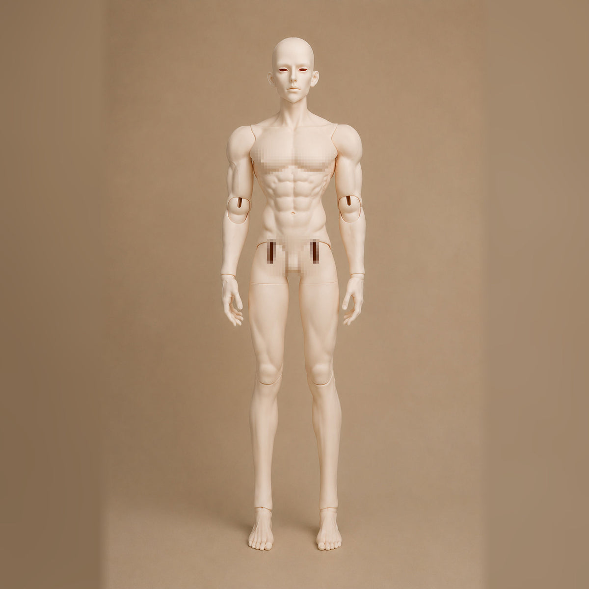 79cm BJD male doll blank body front view with muscular sculpt and articulated ball joint structure