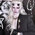 Garion demon bull male BJD styled with white hair, dark horns and black fantasy outfit