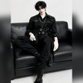 77cm Large Male BJD Body wearing black tactical fashion outfit, seated styling display for Body Only reference