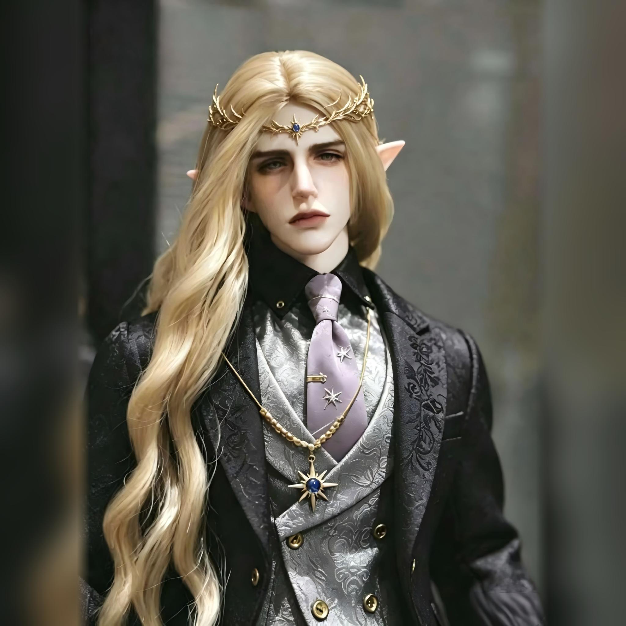 75cm BJD male doll character with elf inspired styling and detailed face-up
