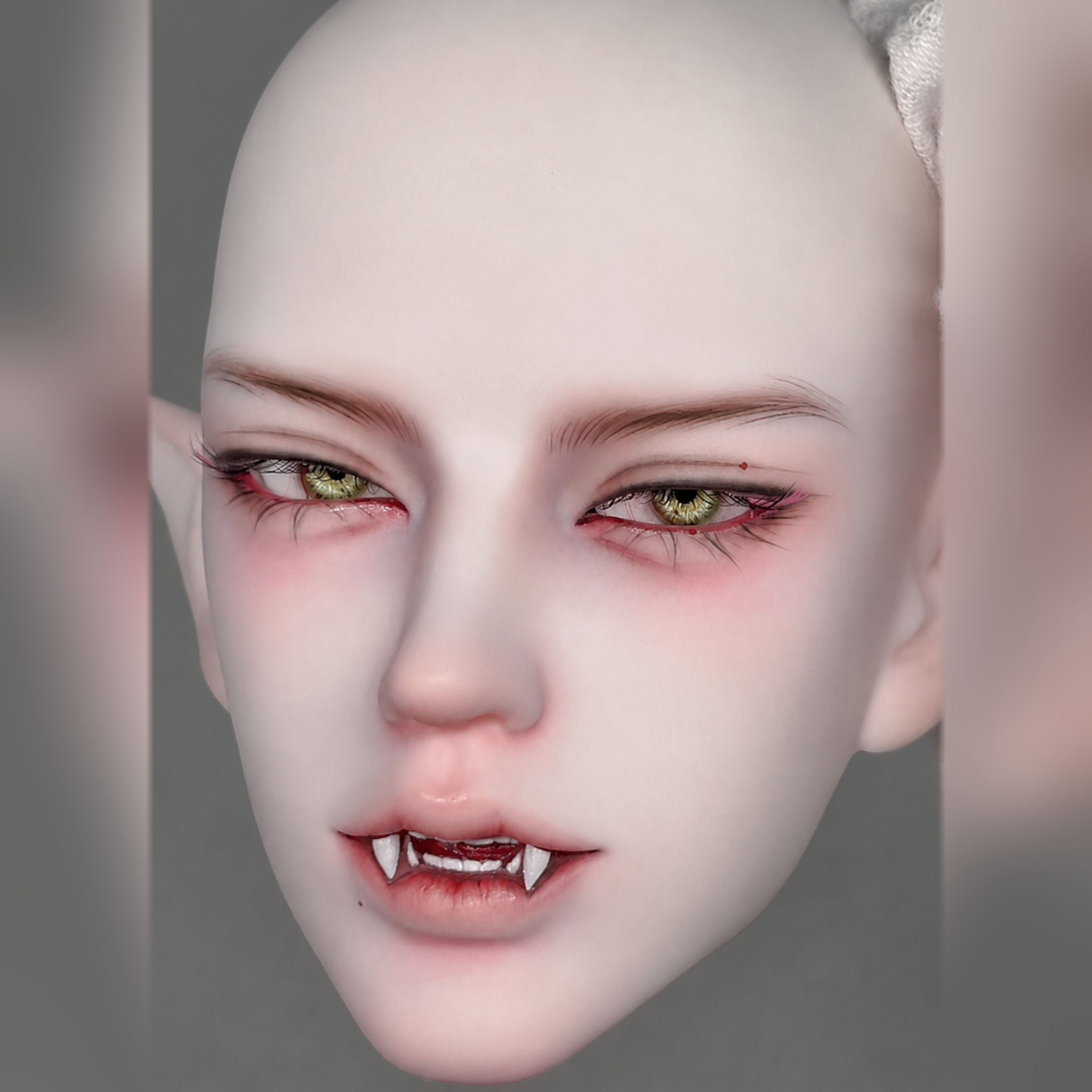 Large Male BJD Vampire Head Sculpt Namer Custom Face-up Close-up Front View