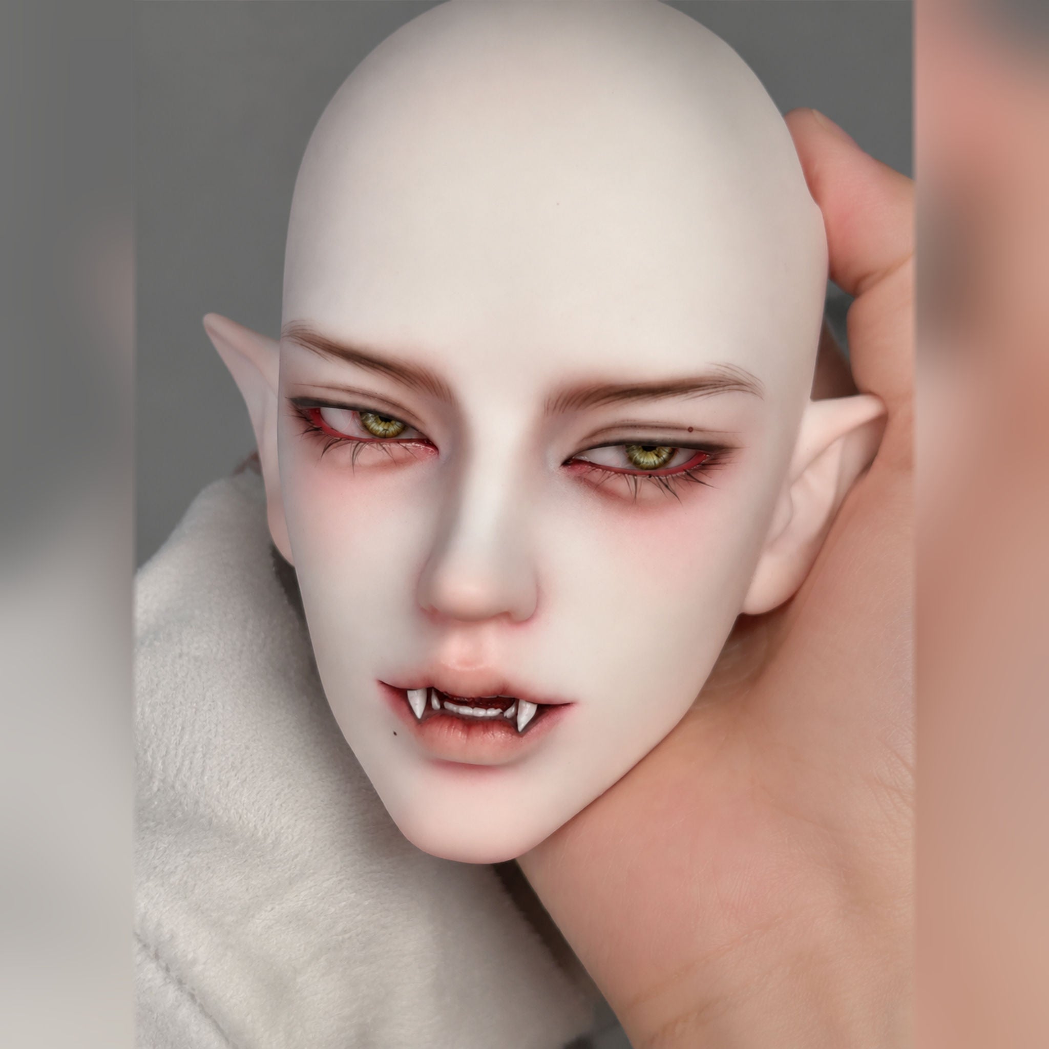 Large Male BJD Vampire Head Sculpt Namer Custom Face-up Handheld Close-up
