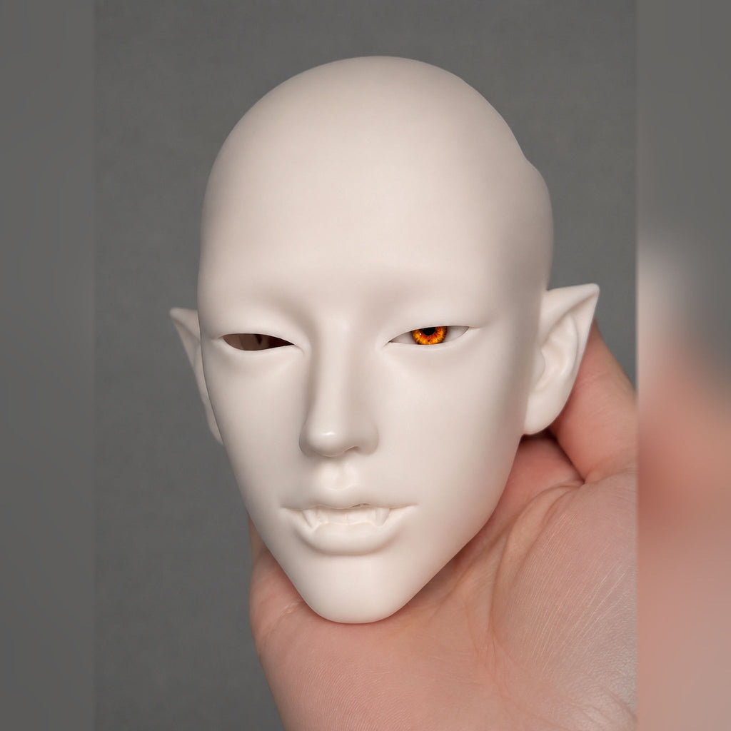 Large Male BJD Vampire Head Sculpt Namer Unpainted Blank Resin Head with Elf Ears
