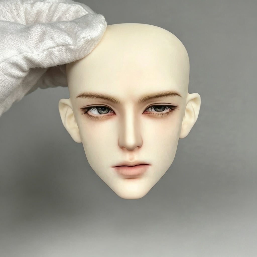Mature male BJD head makeup design example with elegant realistic style