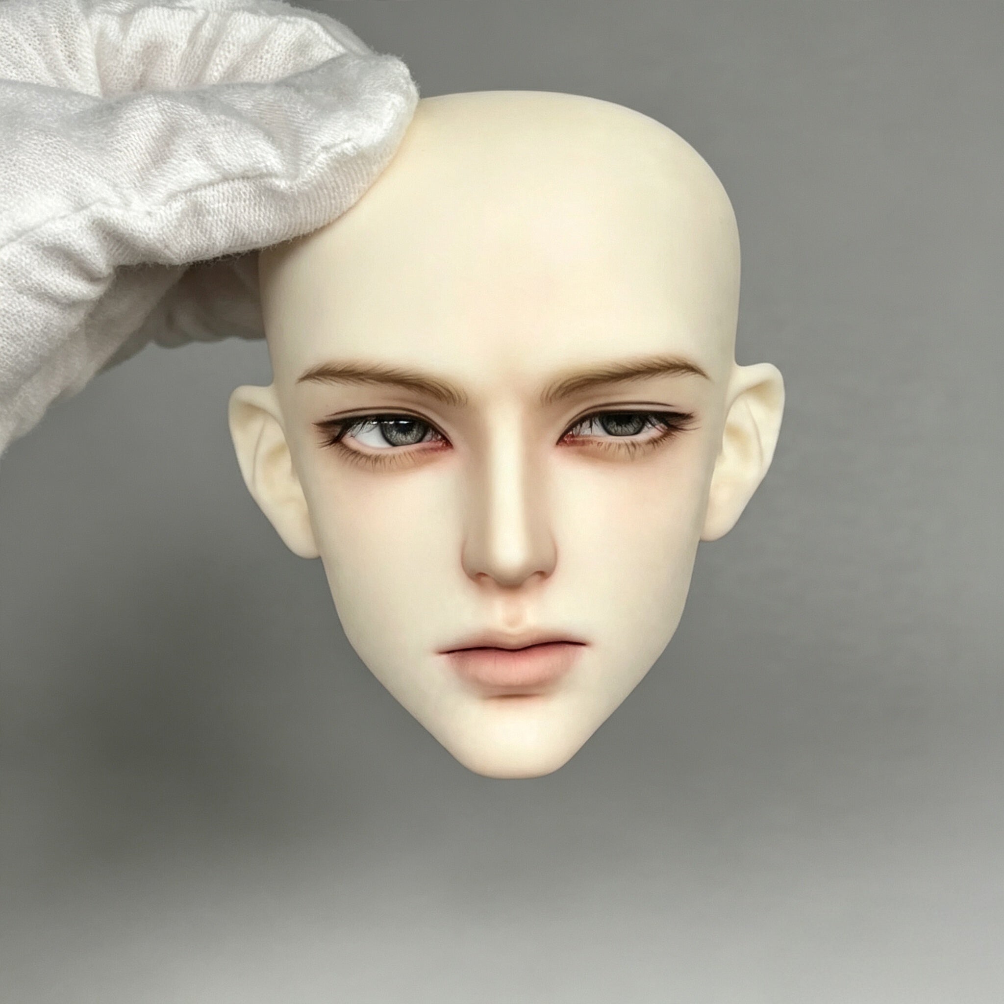 Mature male BJD head makeup design example with elegant realistic style