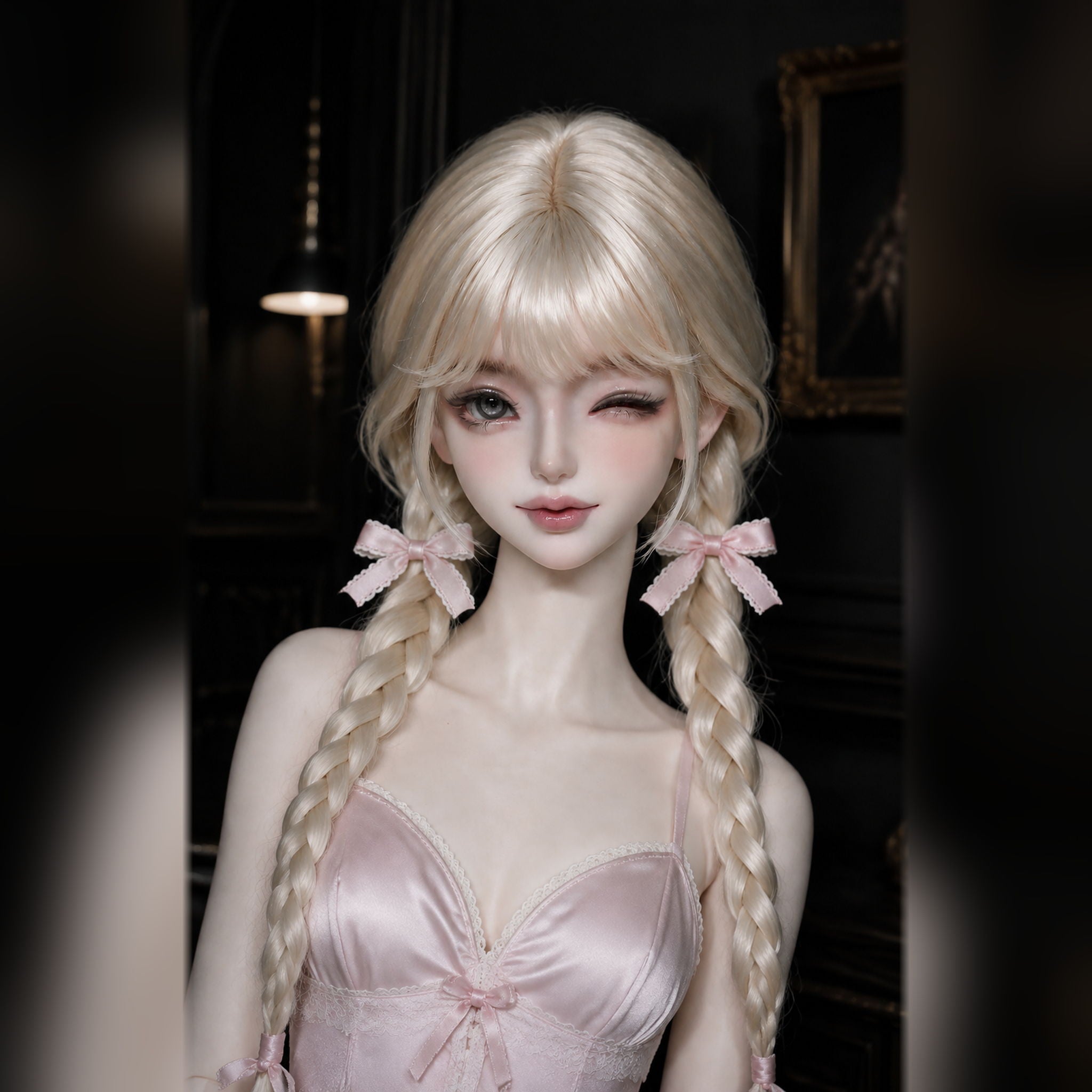 1/3 Scale BJD Wink Shu Head Sculpt with Blonde Wig and Custom Face-up